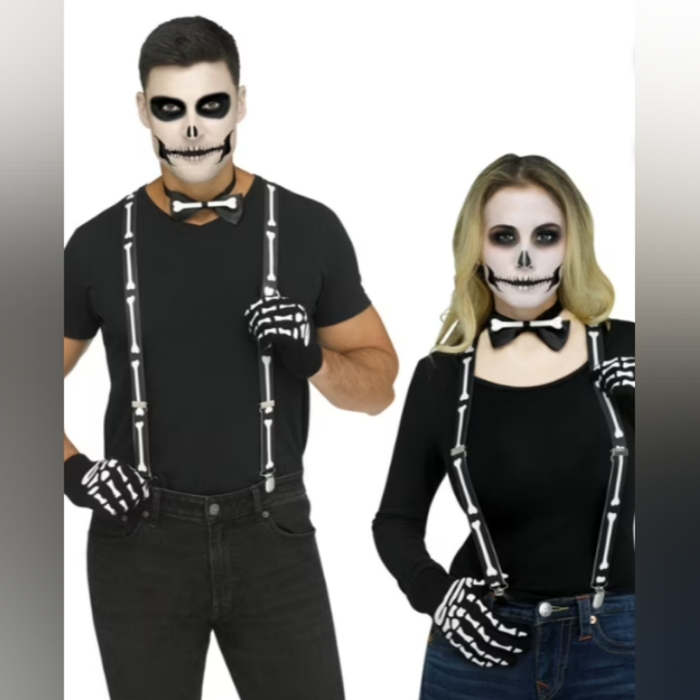 Skeleton Bone Suspenders Halloween Costume Party Themed Event Haunted House Goth